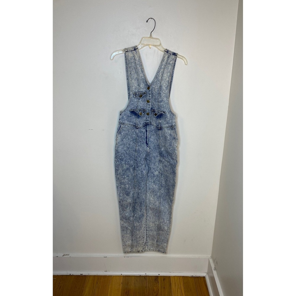 Vintage 1980s Don't Stop‎ Acid Wash Maternity Overalls